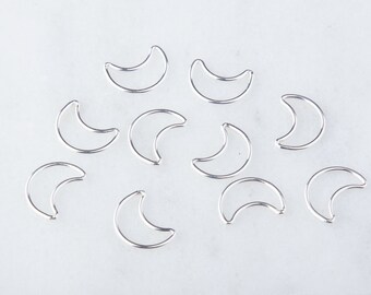 10pcs-Small Crescent Moon Wire Link Connector Charm, Permanent Jewelry, Permanent Anklet, Permanent Bracelet, Wire Moon Connector CM204LC
