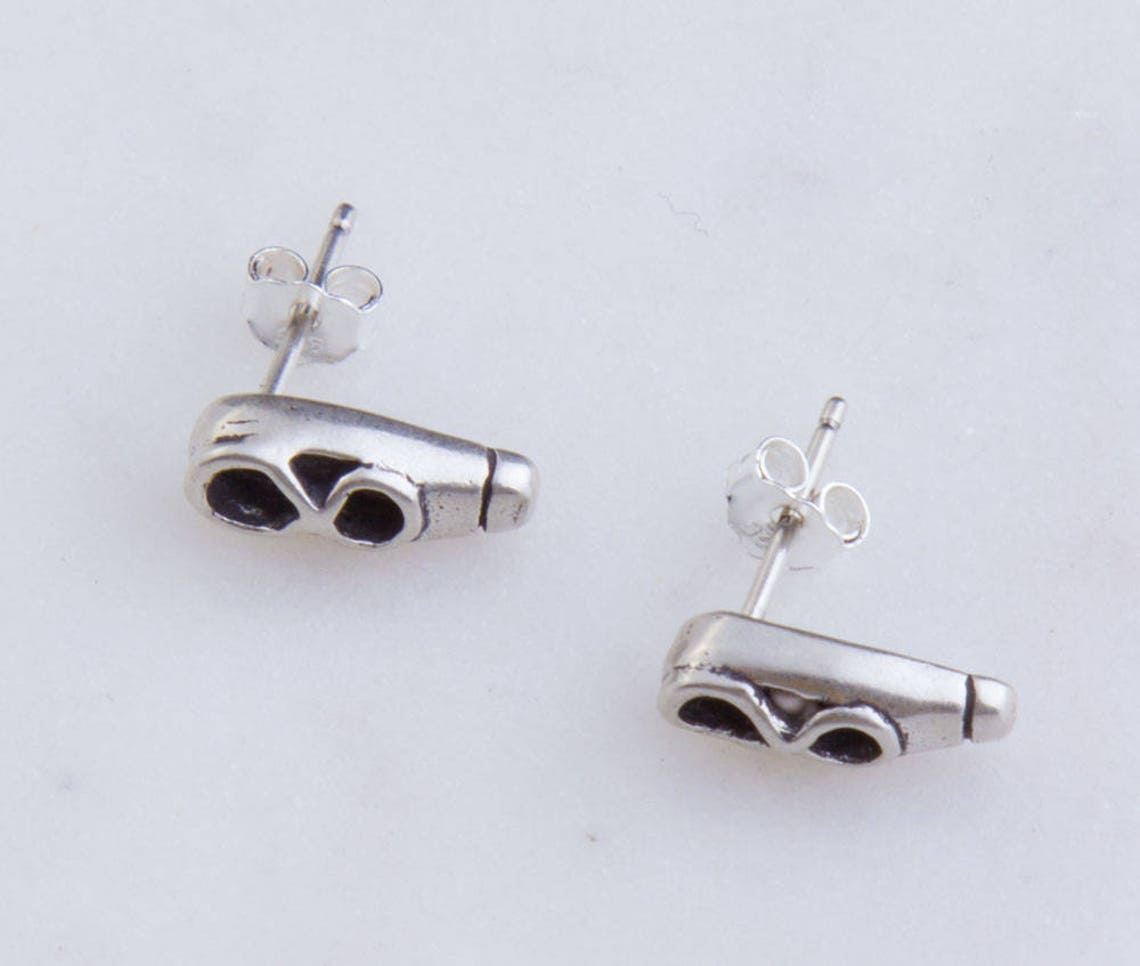 Sterling Silver Small Ballet Shoe Stud Earring Component Etsy