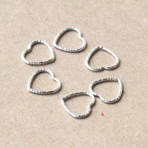 10pcs-Small Sparkle Wire Heart Link Connector, 10mm x 9mm Silver, Gold Filled, Rose Gold Filled,Heart Connectors, Permanent Jewelry ,CM219LC