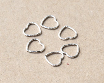 10pcs-Small Sparkle Wire Heart Link Connector, 10mm x 9mm Silver, Gold Filled, Rose Gold Filled,Heart Connectors, Permanent Jewelry ,CM219LC