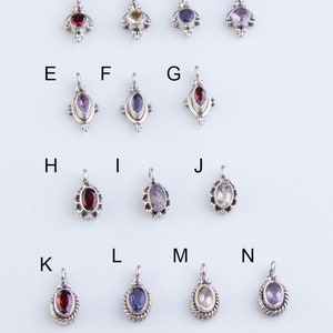 Sterling Silver Tiny Gemstone Drop Charms in Garnet, Citrine, Amethyst, Iolite, Round, Oval, Marquise Gemstone Drop Charms,  CM207GC