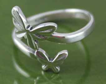 Sterling Silver Butterflies Adjustable Ring, Sterling Silver Rings, Adjustable Rings, Minimalist, Chic Rings, Lightweight Rings, SR159