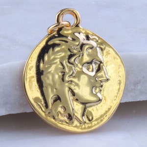 Vintage Style Gold Coin, Gold Plated Over Sterling Silver, Replica Roman Coin, Greek Coin, Roman Empire, Coin Pendant, Old Coin, - VC034