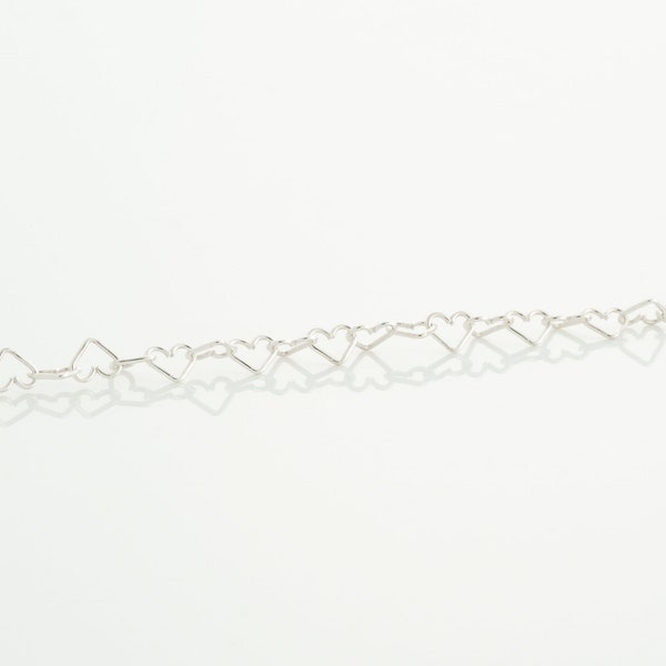5Ft-Interlocking Hearts Sterling Silver Chain By Foot, Heart Outline Chain, Permanent Jewelry Bracelet,Layer Bracelet SCNF363