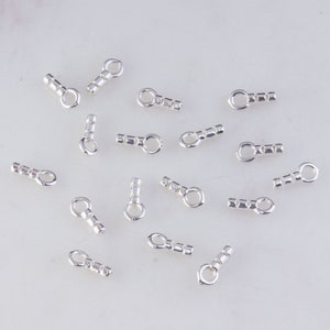 Set of 20 Pieces - Crimp End Caps in Sterling Silver 0.7mm Inside Diameter, Closed Ring End Cap, End Caps for Beading Chain SFC069