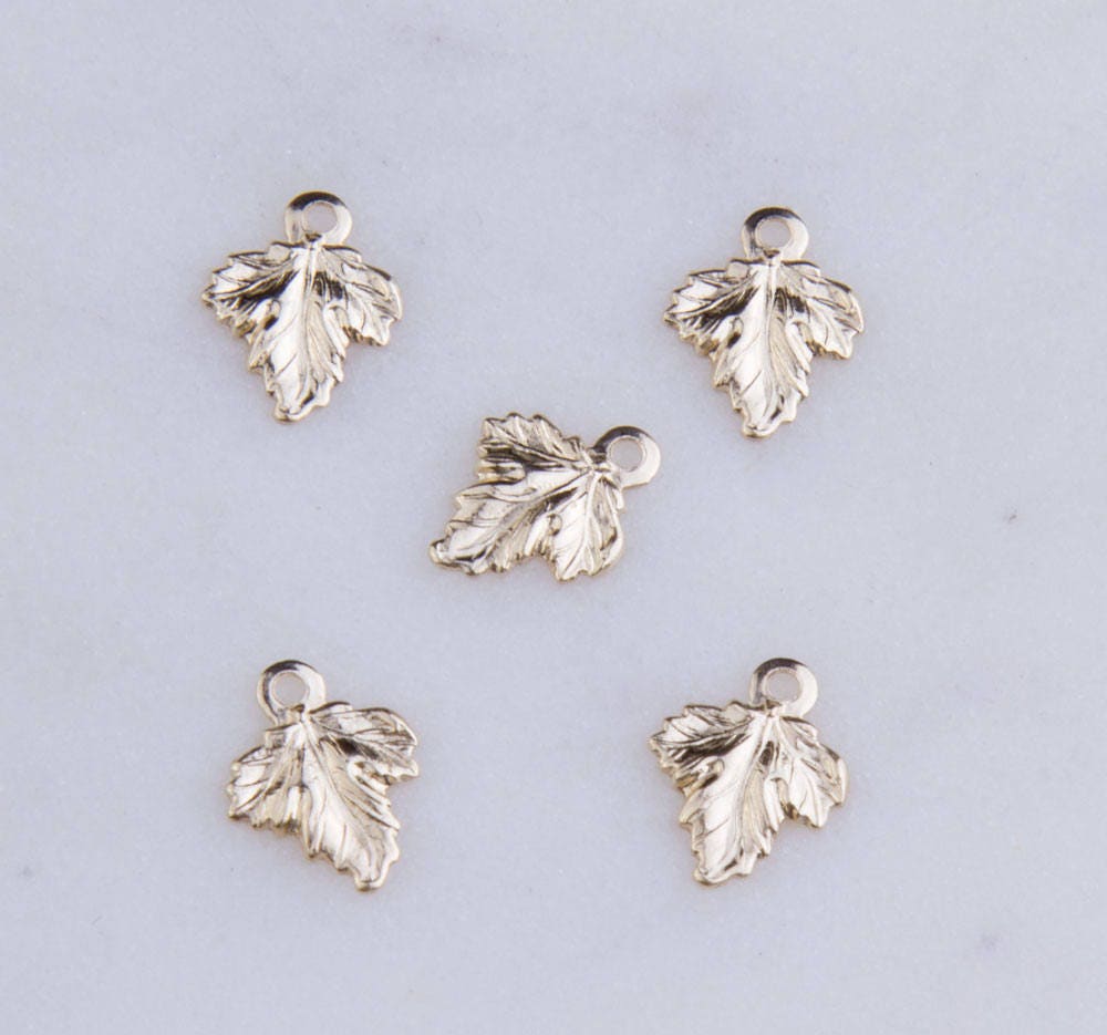 10Pcs-Tiny Leaf Charms in Sterling Silver Gold Filled Charms | Etsy