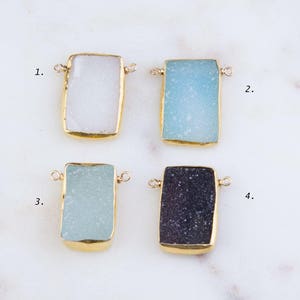 Gold Filled Wire Wrapped Druzy Link Connector with Gold Edge, Black Druzy, Blue Druzy, Green Druzy, White Link Connector Druzy CM36GC