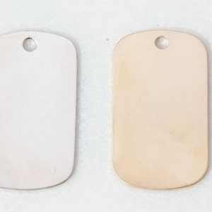 Placa para perro mediana en blanco para estampar, calibre 22, chapa para perro militar chapada en oro o plata esterlina, joyería militar, collar con dije, ST104QR