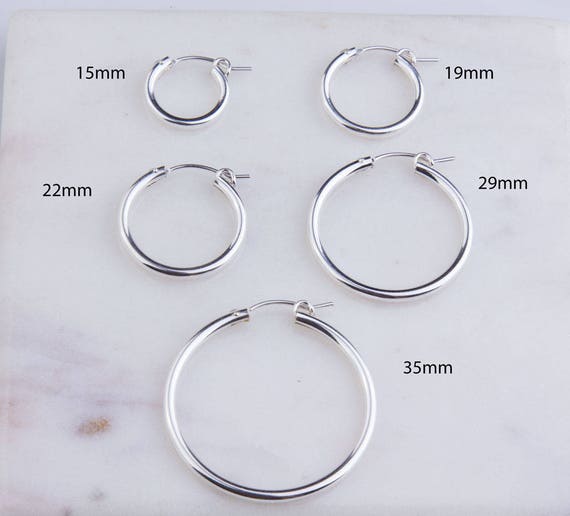Small 22mm Round Tube Sterling Silver Hoop Earrings Small 22mm Round Tube Sterling Silver Hoop Earrings