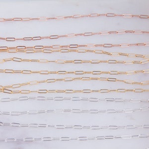 5 feet-PaperClip Rectangle Cable Chains By Foot in Sterling Silver,14K Gold Filled, Rose Gold Filled,Permanent Jewelry,Paper Clip,SCNF164 image 4