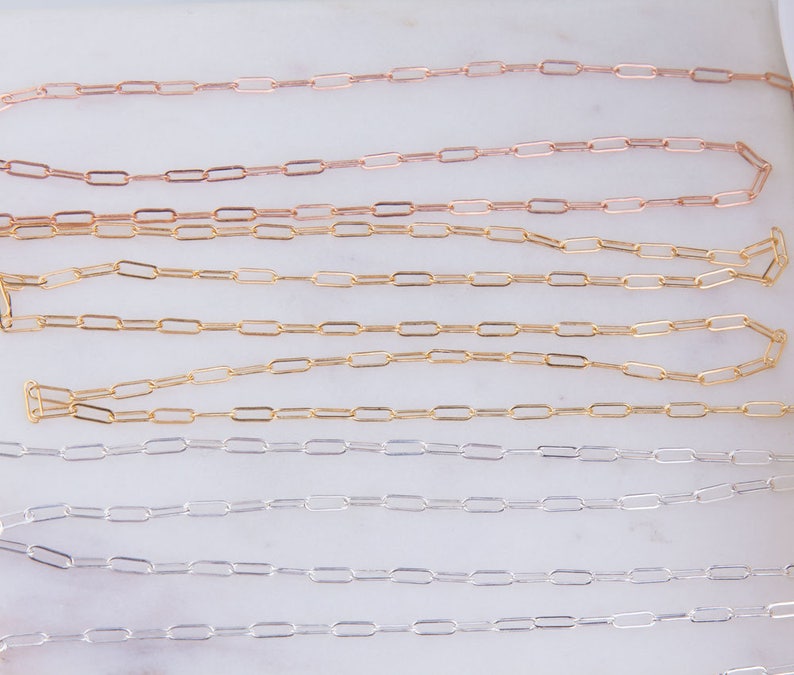 5 feet-PaperClip Rectangle Cable Chains By Foot in Sterling Silver,14K Gold Filled, Rose Gold Filled,Permanent Jewelry,Paper Clip,SCNF164 image 4