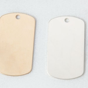 Large Dog Tag Stamping Blank, 22 GAUGE, Sterling Silver OR Gold Filled Military Dog Tag, Military Jewelry, Charm Necklace, ST105QR