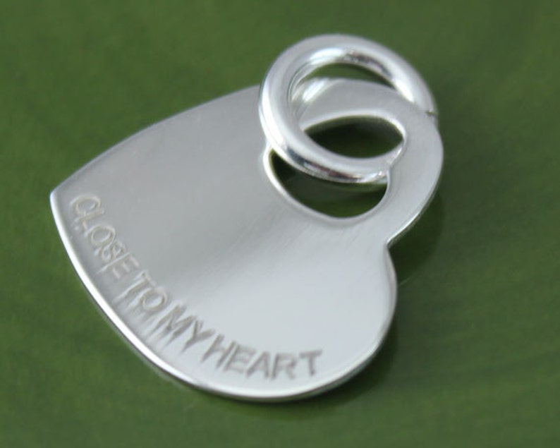 Thick Heart CM108DI Heart Tag Charm Pendant Findings Valentine/'s Day Sterling Silver Polished Close to My Heart Heart Tag Gift For Her