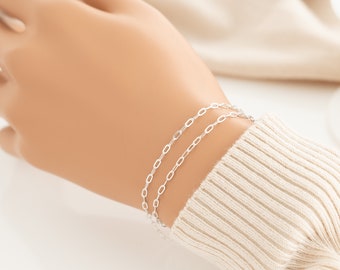 4 mm x 2 mm ペーパークリップ長方形ケーブルチェーン 足単位 スターリングシルバー、ゴールドフィルド、ローズゴールドフィルド、永久ブレスレットジュエリー、SCNF370