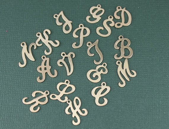 Wholesale Charms - 14k Gold Filled Initial Block Letter Charm Drop
