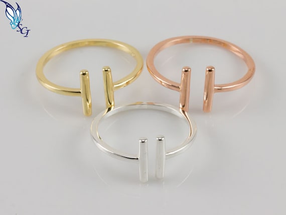Bague Anneau Bague Barre Verticale Barre Double Anneau Simple