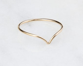 3 pieces - Gold Filled Chevron Ring, Gift for Her, Thin Gold Filled Curved Chevron Ring, V Gold Filled Ring, SR309