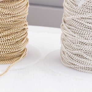 5FT-2.5m x1.2mm Curb Chain, High Quality Chains in Sterling Silver and Gold Filled, Curb Chains By The Foot ,Bulk Chain,SCNF310