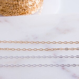5Ft-Dainty Tiny Rectangle Paperclip Cable Chain by Foot in Sterling Silver, 14K Gold Filled,Permanent Jewelry Paperclip Chain SCNF151