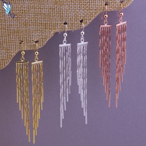 Tassel Dangle Earrings, Tassel Earrings, Dangle Earrings, Dangle Chain Earrings, Dainty Dangle Earrings, Dangling Chain Earrings, SER335
