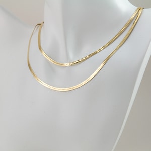 2mm - 14K Gold Filled Flat Herringbone Chain in 16 or 18 inches, Bold Necklace, Chain Supplies, Flat Snake Herringbone Chain GFCN16