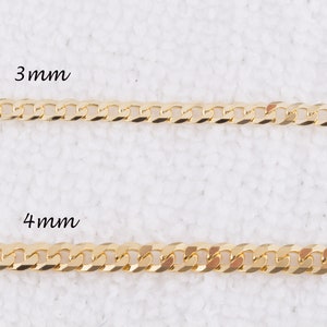 3mm or 4mm Miami Cuban Curb Chain Choker Necklace, Gold Plated over Sterling Silver Miami Cuban Curb Chain, 16”,18” GVN 23