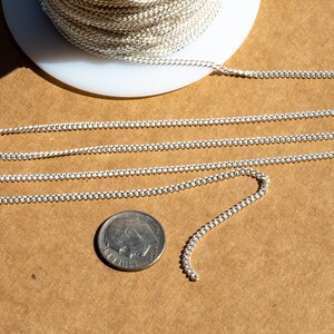2mm Tiny Sterling Silver Curb Chain By Foot, Permanent Jewelry, Permanent Bracelet, Bulk Chain Supplies, Tiny Curb Chain SCNF356