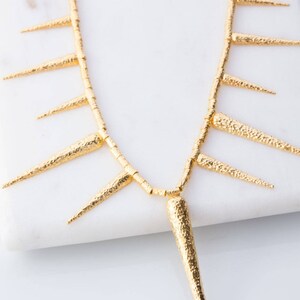 Vermeil Spike Necklace, Statement Vermeil Necklace, Edgy Spike Necklace, Vermeil Chain, Pointy Spike Necklace, Spike Gold Necklace GVN16