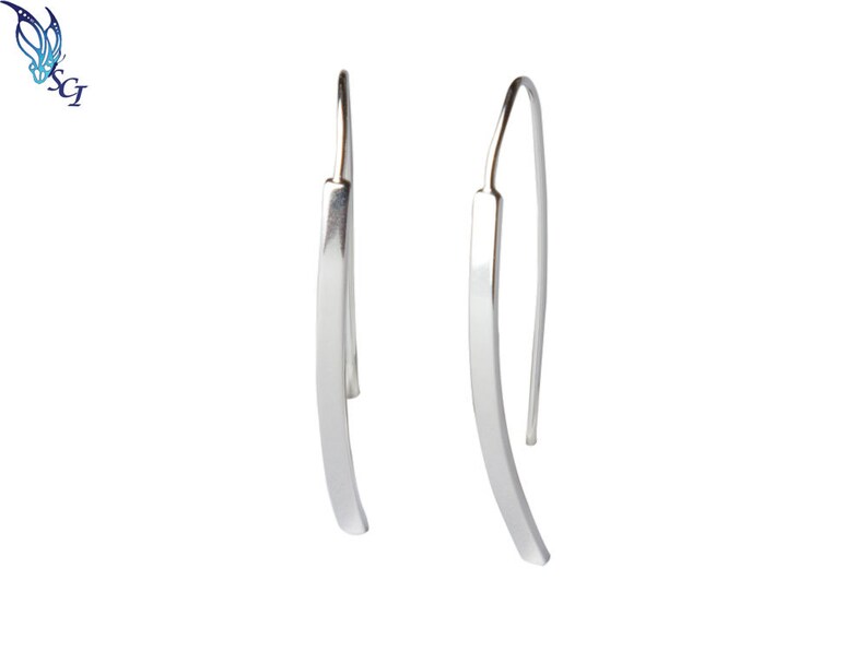 silver bar drop earrings