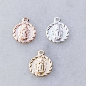10 peças, amuleto Nossa Senhora de Guadalupe, prata, preenchimento de ouro e ouro rosa, amuleto fino e leve, amuletos religiosos católicos, CM143R