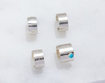 Sterling Silver Ear Cuff Component, Sterling Silver Earrings, Turquoise Silver Ear Cuff, Plain Band Ear Cuffs, Everyday Wear, Earrings