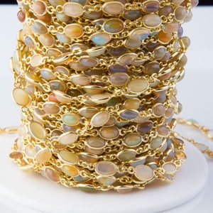 Real Opal Oval Gold Plated Over Sterling Silver Chain by Foot, Gold ...