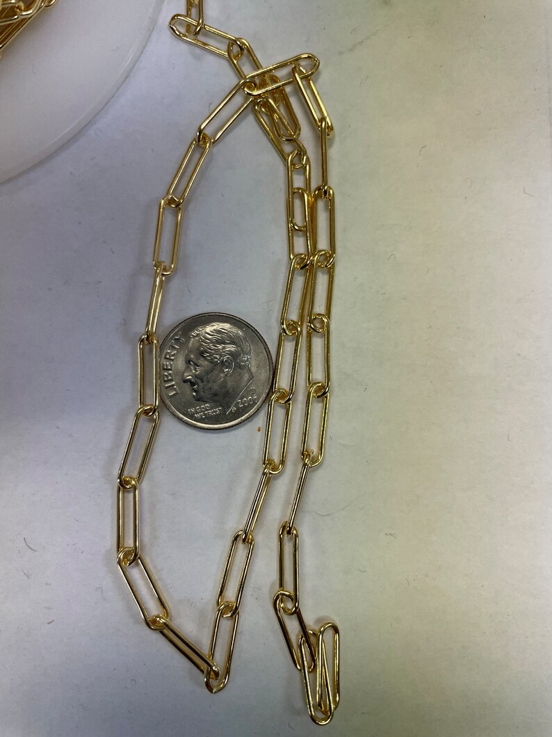 Medium Paperclip Rectangle Cable Chains by Foot in 14K Gold Etsy