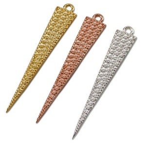 5Pcs-Small Textured Spike Pendant in Sterling Silver, Rose Gold Plated, Gold Plated, Jewelry Findings, Spike Pendants for Necklace, HCIN160