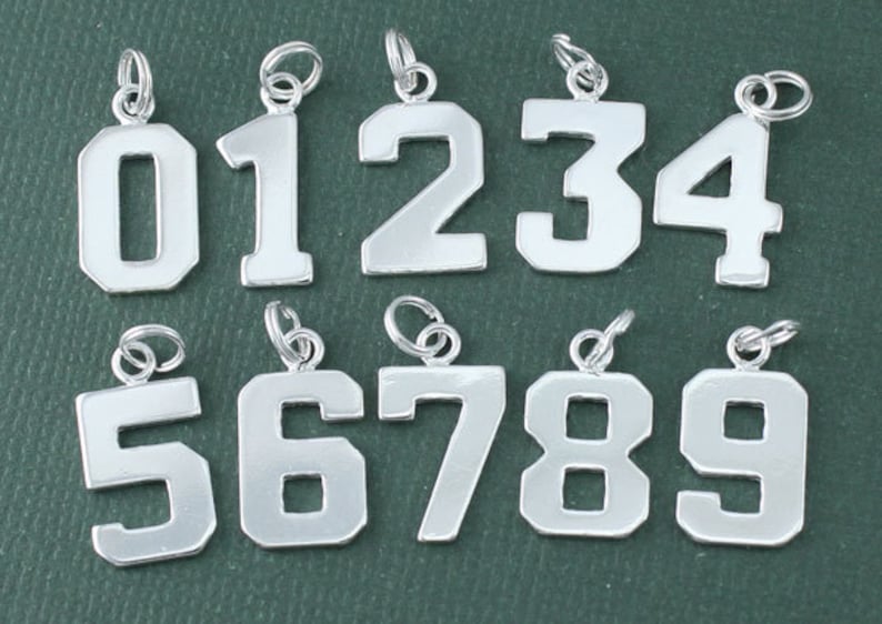 Sterling Silver Number Charms 09 Charm Pendant Sports Etsy