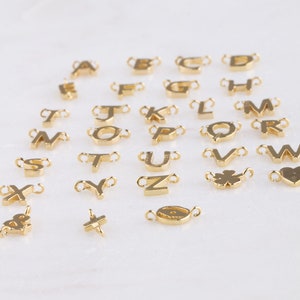 5Pcs-Tiny Gold Alphabet Letter (Open Loop) Horizontal Connector in Gold Over sterling Silver,Personalized,Initial Layered Necklace,14LE