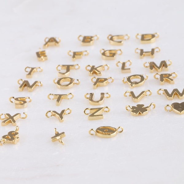 5Pcs-Tiny Gold Alphabet Letter (Open Loop) Horizontal Connector in Gold Over sterling Silver,Personalized,Initial Layered Necklace,14LE