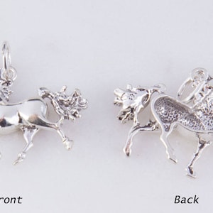 Sterling Silver One Sided Prancing Unicorn Charm, Horse Jewelry, Unicorn Charms, Fantasy, Fairytale Charms, Priced per Piece, Horse CM071A