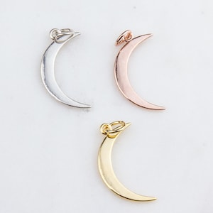 Medium Crescent Moon Pendant, in Sterling Silver, Rose Gold Plated, Crescent Moon Pendant, Moon Charms, Moon Charm ST102DR
