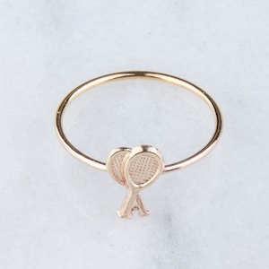 Gold Filled Tennis Rackets Thin Band Ring, Tennis Gifts, Gift for Her, Gift for Tennis Lover, Stackable Ring, Stacking Ring, SR307