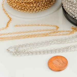 2.5mm Rolo Chain in Sterling Silver, Gold Filled, Permanent Jewelry, Permanent Bracelet, Chains for Necklace or Bracelet, Rolo SCNF026