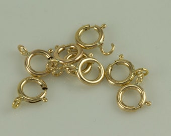 7mm or 8mm Spring Ring Clasp Closure , 14K Gold Filled, Sterling Silver Priced per Bag, For Necklaces, Anklets, Bracelets