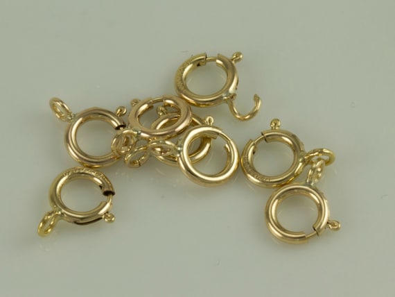 7mm or 8mm Spring Ring Clasp Closure 14K Gold Filled Sterling Silver Priced per Bag For Necklaces Anklets Bracelets