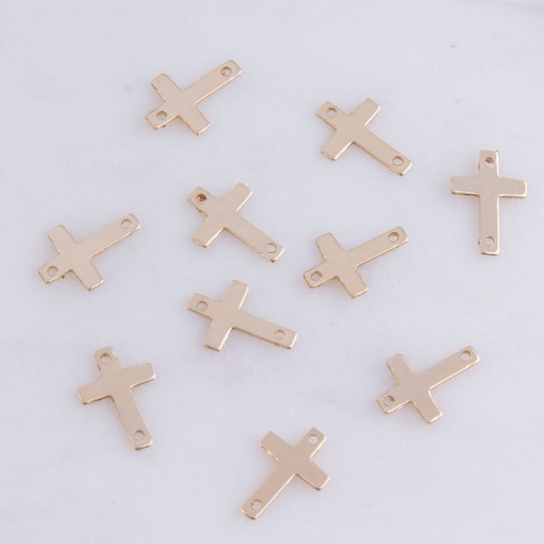 Set of 10 pieces - Tiny Cross Stamping Link Connector, in Silver, Gold Filled, Rose Gold Filled,Permanent Jewelry Bracelet, Earring, CM199LC