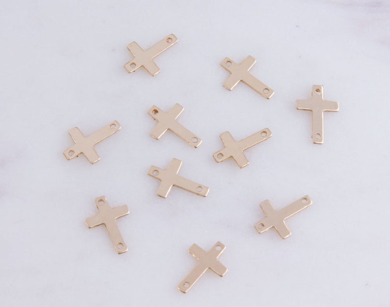 9mm x 6mm Set of 10 pieces Tiny Cross Stamping Link Connector, in Silver, Gold Filled, Rose Gold Filled, Permanent Jewelry CM214LC image 1