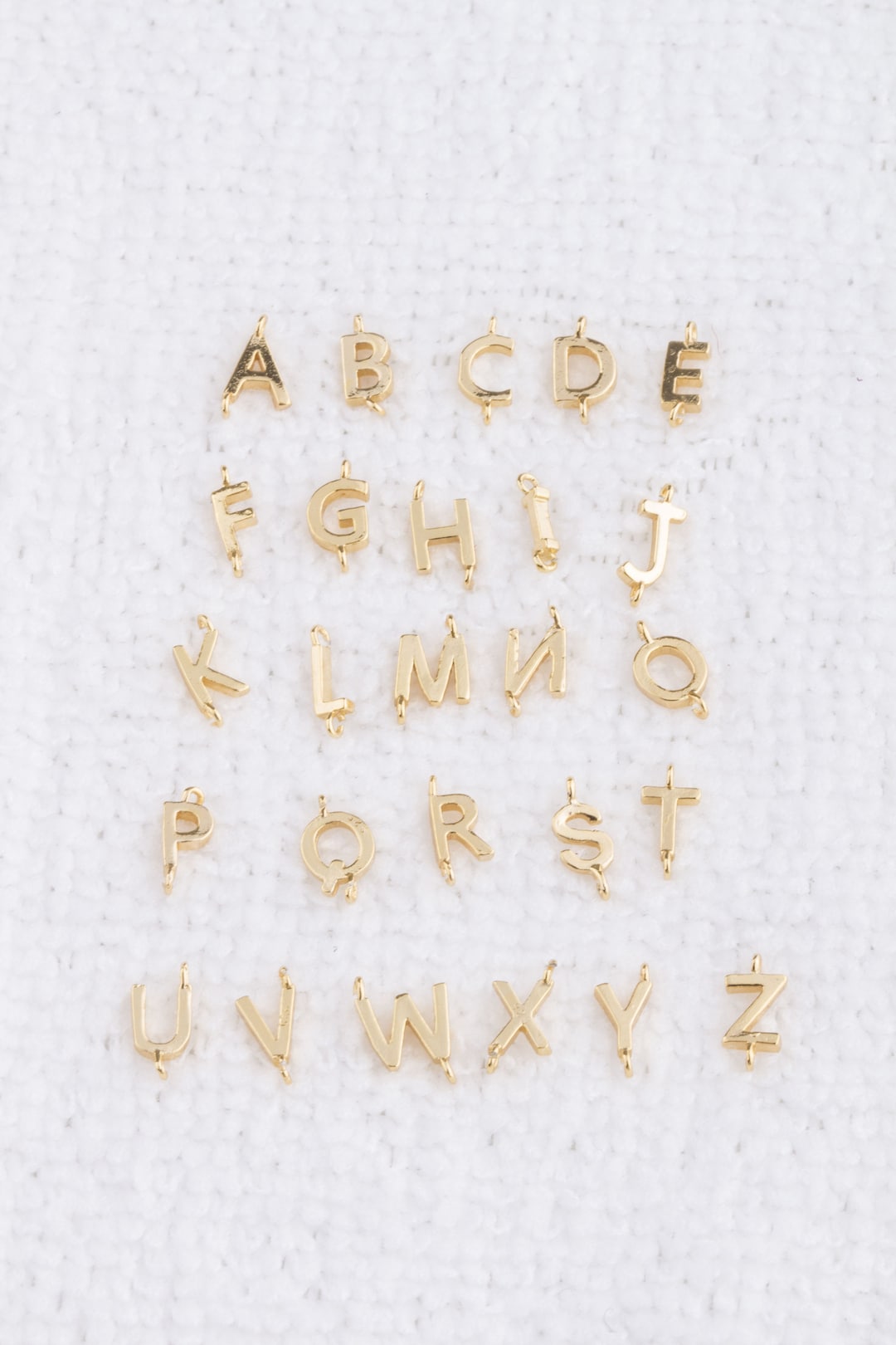 Set of 5 Tiny Gold Vertical Alphabet Letter open Loop Connector in Gold ...
