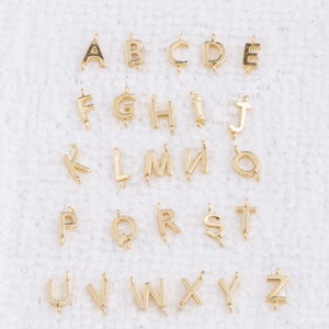 Set Of 5 Tiny Gold Vertical Alphabet Letter (Open Loop) Connector in Gold Over sterling Silver,Personalized,Initial,Necklace,Bracelet 12LE