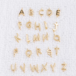 Lot de 5 petites lettres de l'alphabet verticales dorées (boucle ouverte) connecteur en or sur argent sterling, Initiale, Personnalisé, Collier, Bracelet 12LE