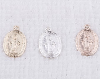 Miraculous Medal Charm in Gold Filled, Sterling Silver, Rose Gold Filled, Pray Metal, Healing, Pendant, Religious Charm, CM142R