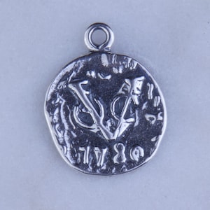 3pcs - Sterling Silver Antique Replica Coin, Coin Charm For Necklace or Bracelet - VC45